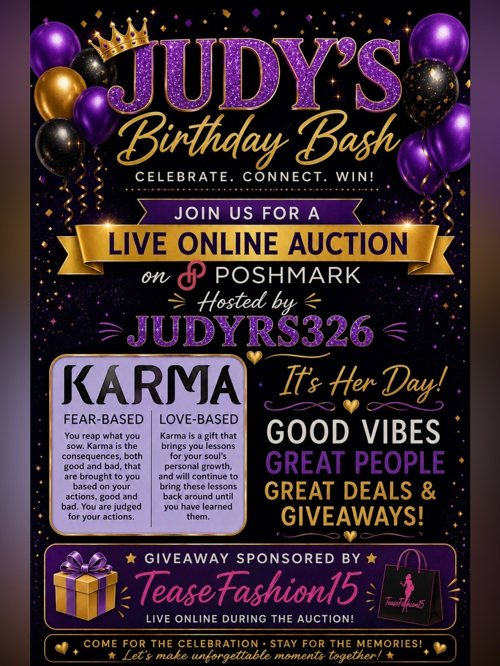 Sponsored Giveaway by TeaseFashion15 for Judy's Birthday Bash